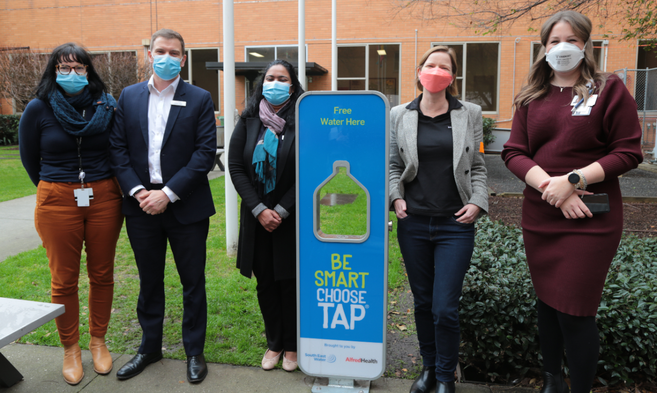 South East Water has teamed up with The Alfred to make it easier for front line essential workers, volunteers, patients and visitors to choose tap water over bottled, with new water bottle refill stations installed at The Alfred, Caulfield and Sandringham hospitals.