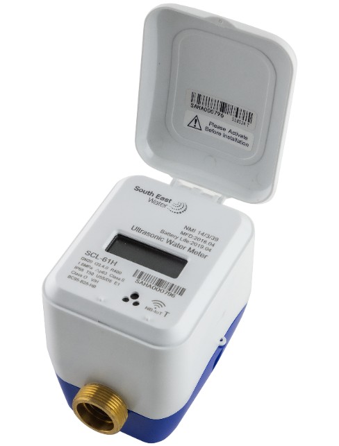 A new digital water meter with the lid open