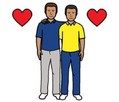 Graphic of two men holding hands