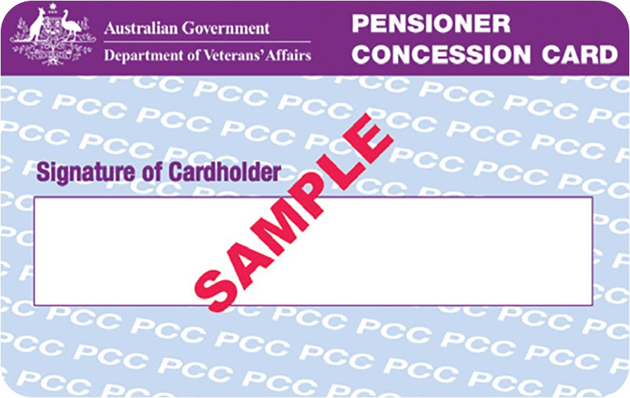 Sample Pensioner Concession Card