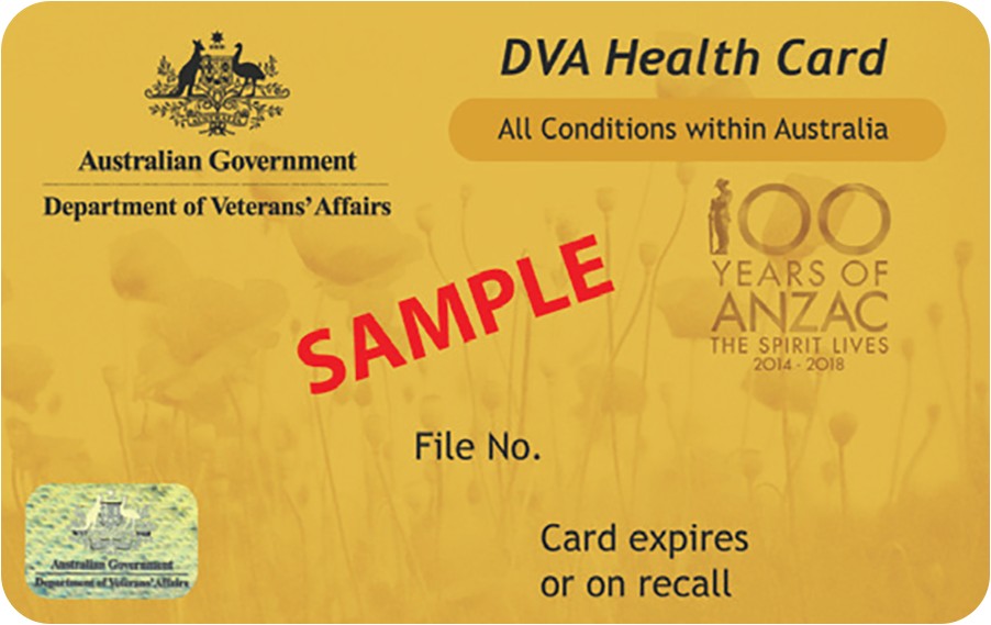 Sample DVA Health Card