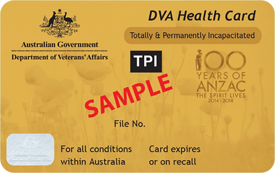 Sample DVA TPI Health Card
