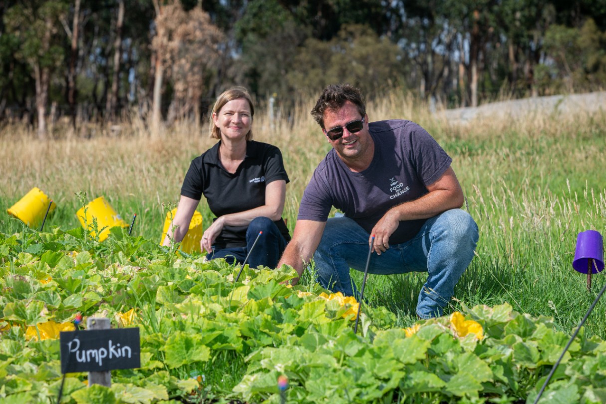 SEW at the Briars.L-R Lara Olsen South East water Managing Director and Matt Donovan Food for Change.