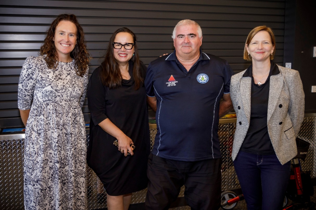 South East Water Board Member, Gabrielle Bell; Minister for Water, Harriet Shing; Frankston Pines SC Treasurer Steve Spencer; South East Water Managing Director, Lara Olsen.